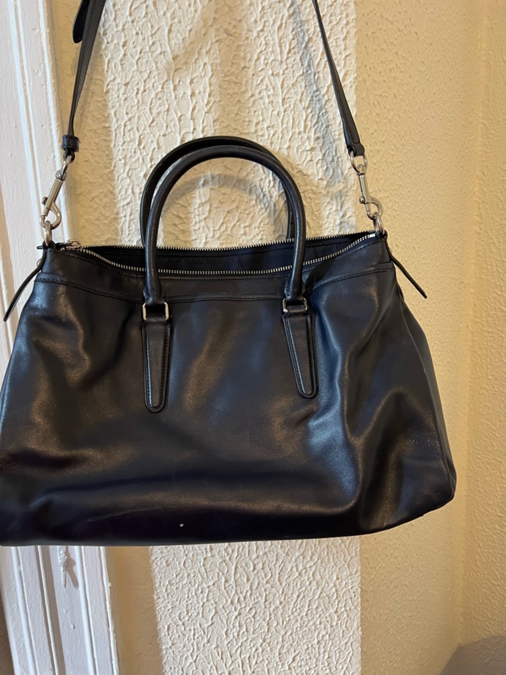 Stunning RARE Coach Morgan Diamond Patchwork Leather & Suede Satchel Bag Navy - Picture 16 of 16